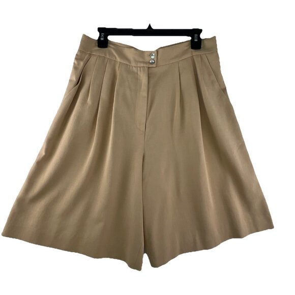 Vtg 90s Sz 14 Saks Fifth Avenue Wool Blend 32" High Waist Pleat Shorts USA Made - Picture 1 of 8